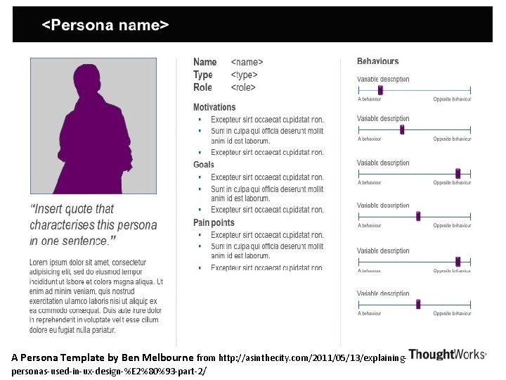 A Persona Template by Ben Melbourne from http: //asinthecity. com/2011/05/13/explainingpersonas-used-in-ux-design-%E 2%80%93 -part-2/ 