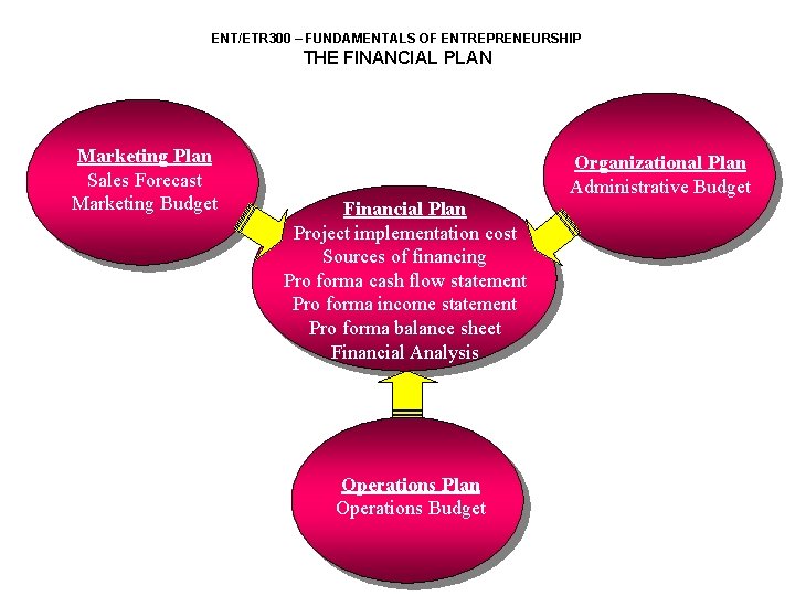 ENT/ETR 300 – FUNDAMENTALS OF ENTREPRENEURSHIP THE FINANCIAL PLAN Marketing Plan Sales Forecast Marketing