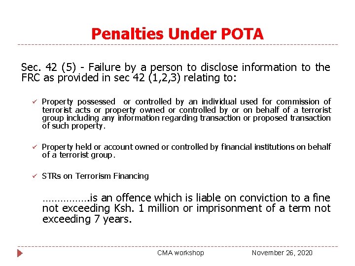 Penalties Under POTA Sec. 42 (5) - Failure by a person to disclose information