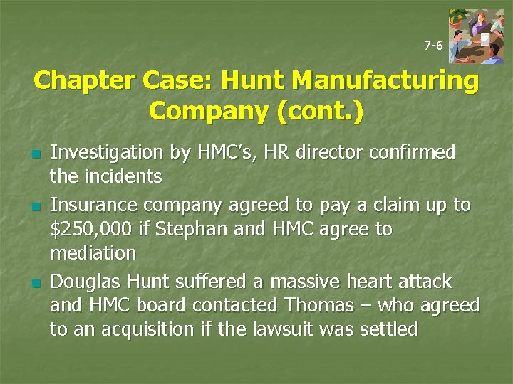 7 -6 Chapter Case: Hunt Manufacturing Company (cont. ) n n n Investigation by