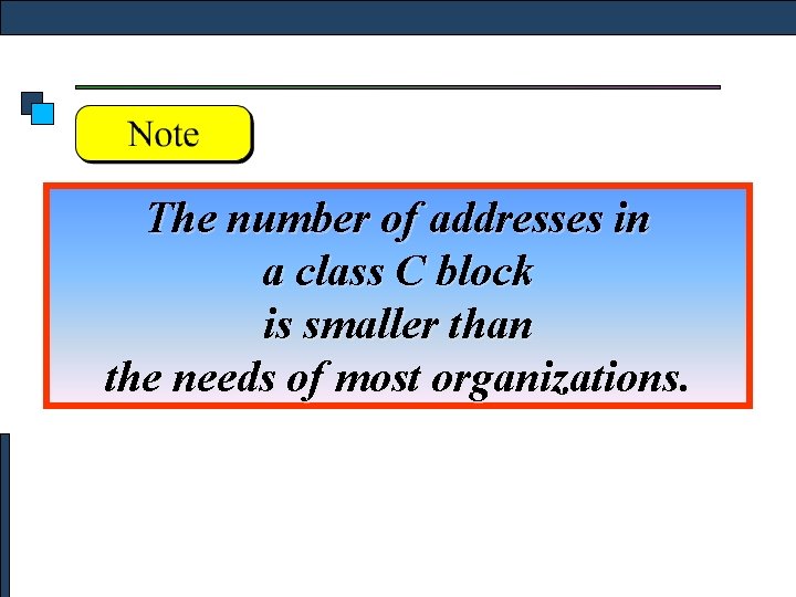 The number of addresses in a class C block is smaller than the needs