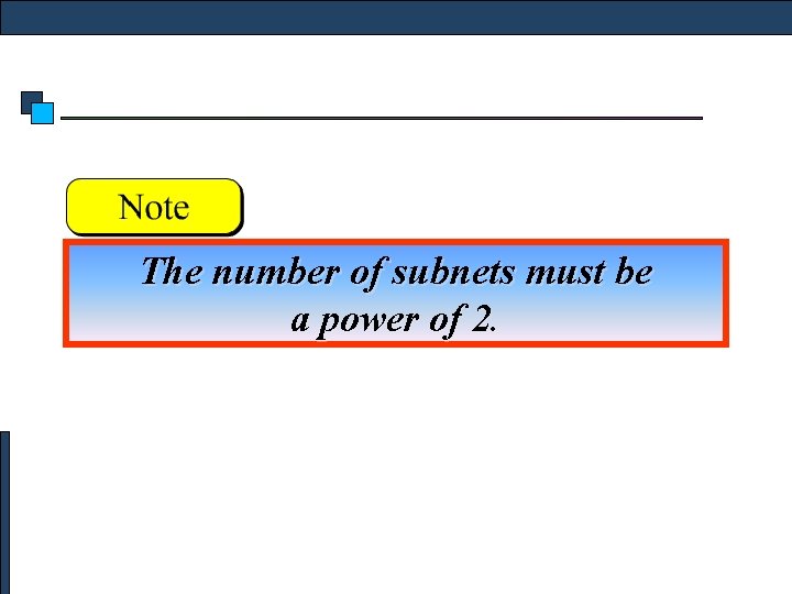 The number of subnets must be a power of 2. 