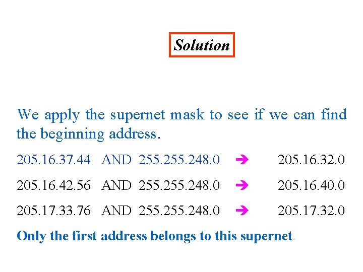 Solution We apply the supernet mask to see if we can find the beginning