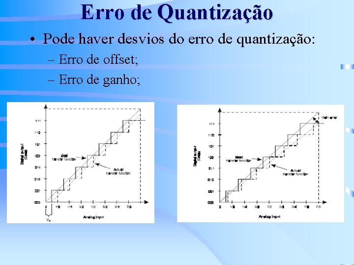 Erro de Quantização • Pode haver desvios do erro de quantização: – Erro de