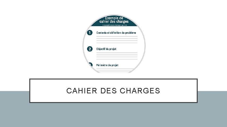 CAHIER DES CHARGES 