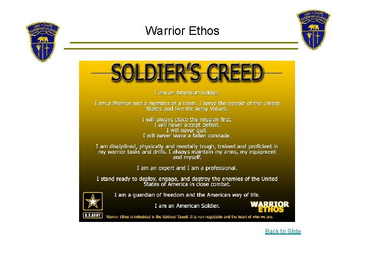 Warrior Ethos Back to Slide 