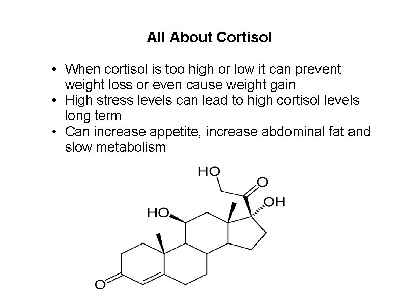 All About Cortisol • When cortisol is too high or low it can prevent