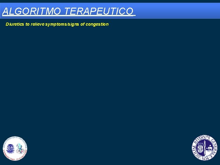 ALGORITMO TERAPEUTICO Diuretics to relieve symptoms/signs of congestion 
