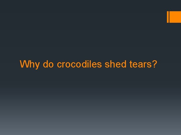 Why do crocodiles shed tears? 