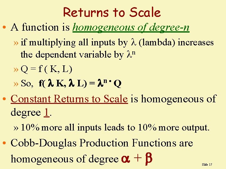 Production Economics Chapter 6 Managers Must Decide Not
