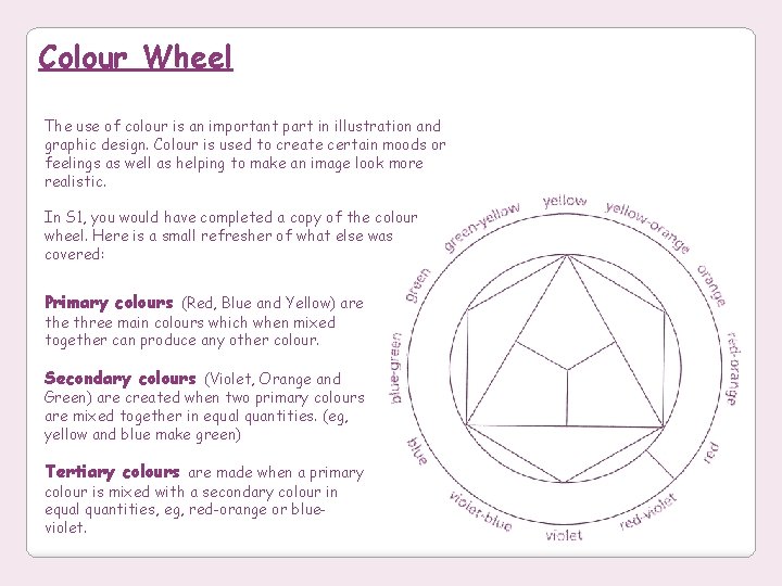 Colour Wheel The use of colour is an important part in illustration and graphic