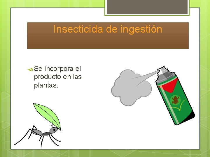 Insecticida de ingestión Se incorpora el producto en las plantas. 