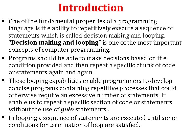 Introduction § One of the fundamental properties of a programming language is the ability