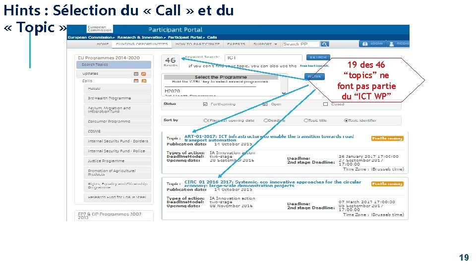 Hints : Sélection du « Call » et du « Topic » 19 des Hints : Sélection du « Call » et du « Topic » 19 des