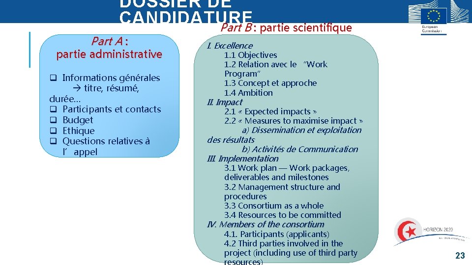 DOSSIER DE CANDIDATURE Part B : partie scientifique Part A : partie administrative q DOSSIER DE CANDIDATURE Part B : partie scientifique Part A : partie administrative q