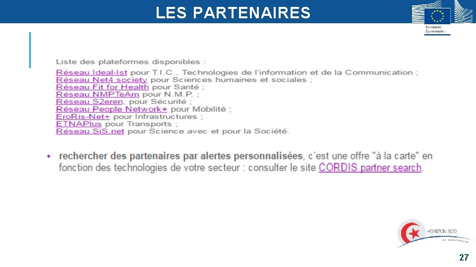 LES PARTENAIRES 27 LES PARTENAIRES 27