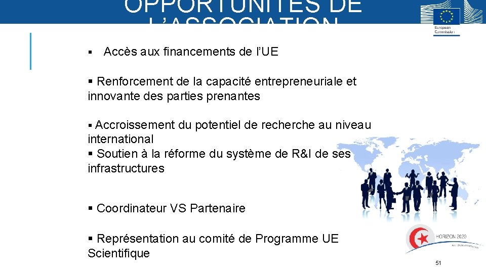 OPPORTUNITÉS DE L’ASSOCIATION § Accès aux financements de l’UE § Renforcement de la capacité OPPORTUNITÉS DE L’ASSOCIATION § Accès aux financements de l’UE § Renforcement de la capacité