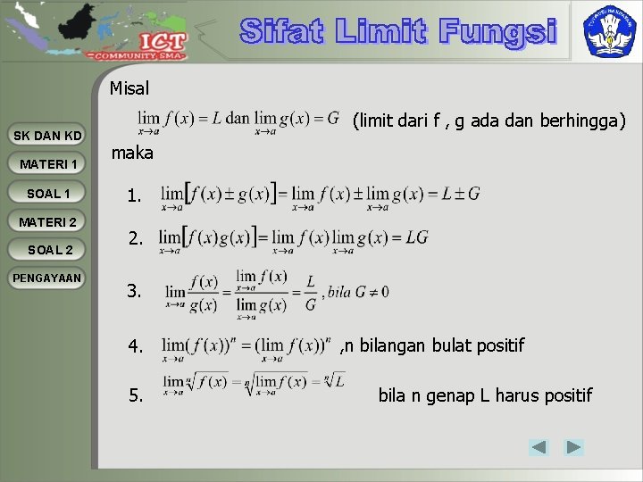 Misal SK DAN KD MATERI 1 SOAL 1 MATERI 2 SOAL 2 PENGAYAAN (limit