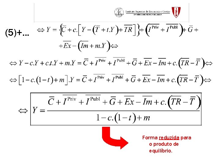 (5)+. . . Forma reduzida para o produto de equilíbrio. 