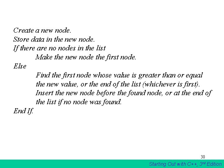 Create a new node. Store data in the new node. If there are no Create a new node. Store data in the new node. If there are no