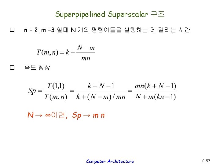 Superpipelined Superscalar 구조 q n = 2, m =3 일때 N 개의 명령어들을 실행하는