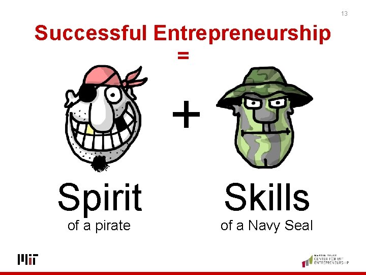 13 Successful Entrepreneurship = + Spirit of a pirate Skills of a Navy Seal