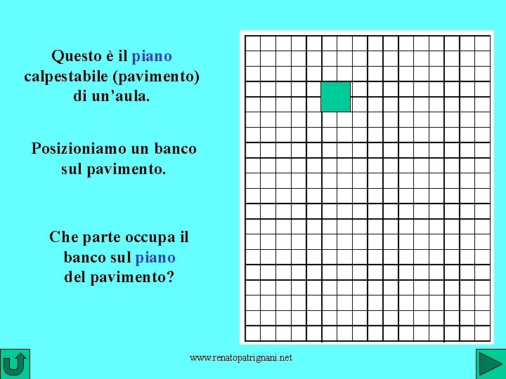 Questo è il piano calpestabile (pavimento) di un’aula. Posizioniamo un banco sul pavimento. Che