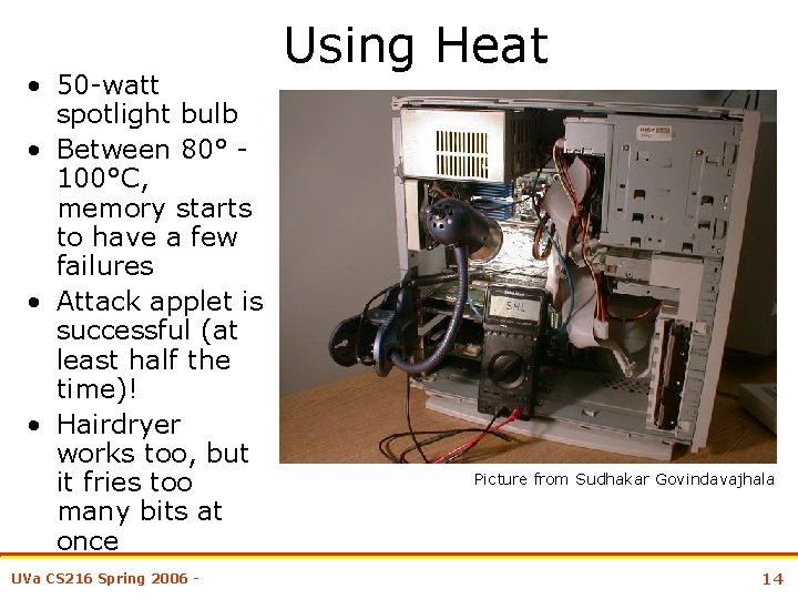  • 50 -watt spotlight bulb • Between 80° 100°C, memory starts to have