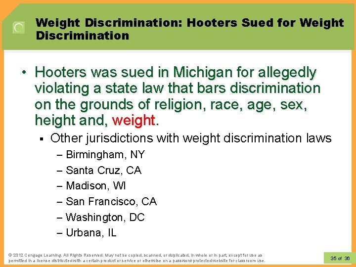 Weight Discrimination: Hooters Sued for Weight Discrimination • Hooters was sued in Michigan for