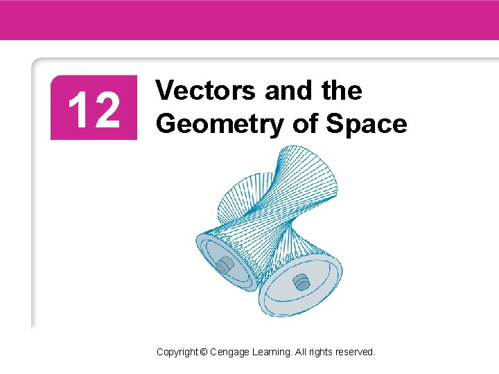 12 Vectors and the Geometry of Space Copyright © Cengage Learning. All rights reserved.