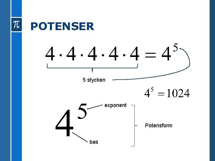 POTENSER 5 stycken exponent Potensform bas 