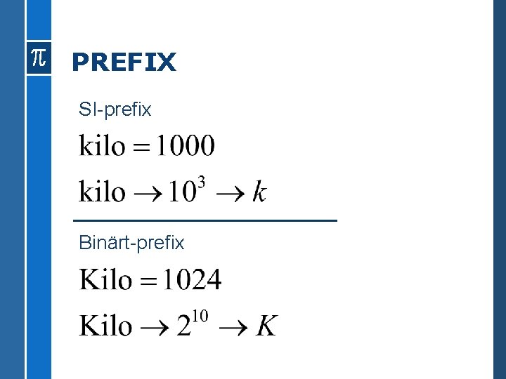 PREFIX SI-prefix Binärt-prefix 