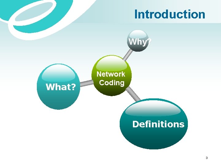 Introduction Why? What? Network Coding Definitions 3 