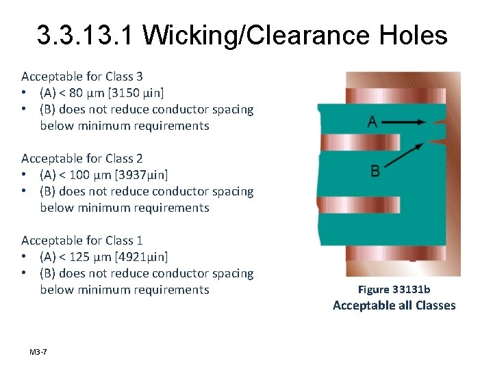 3. 3. 1 Wicking/Clearance Holes Acceptable for Class 3 • (A) < 80 μm