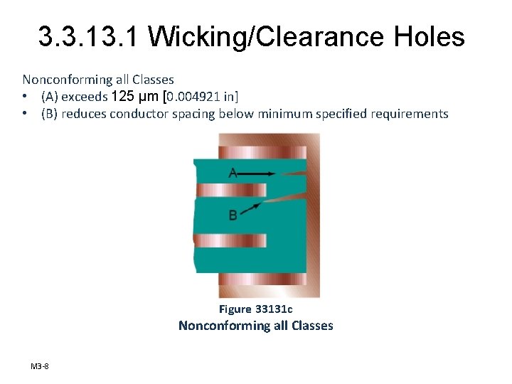 3. 3. 1 Wicking/Clearance Holes Nonconforming all Classes • (A) exceeds 125 μm [0.