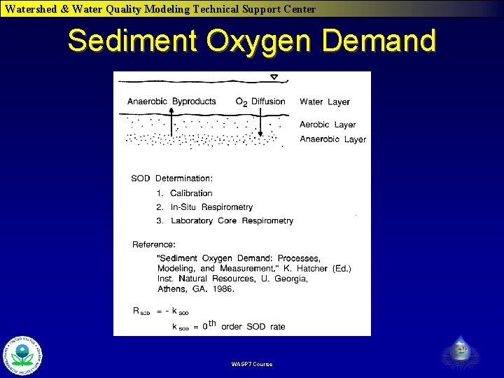 Watershed & Water Quality Modeling Technical Support Center Sediment Oxygen Demand WASP 7 Course