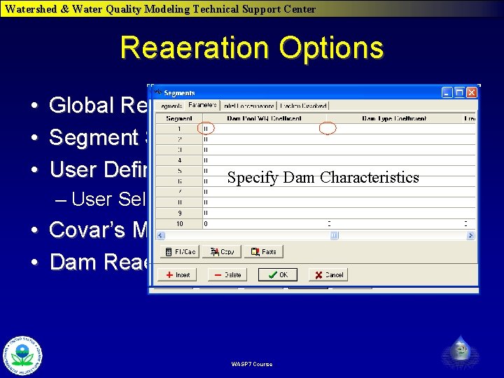 Watershed & Water Quality Modeling Technical Support Center Reaeration Options • • • Global