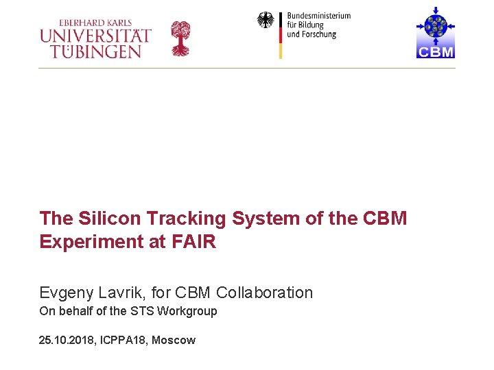 The Silicon Tracking System of the CBM Experiment at FAIR Evgeny Lavrik, for CBM