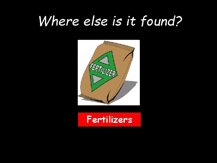 Where else is it found? Fertilizers 