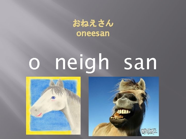 おねえさん oneesan o neigh san 