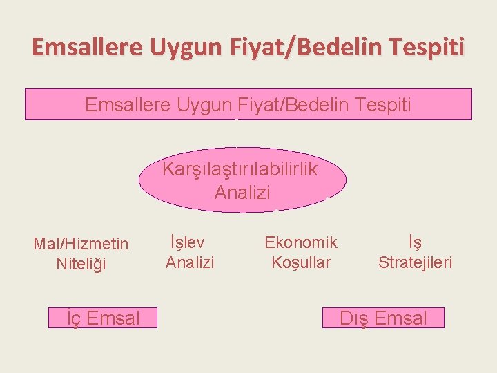 Emsallere Uygun Fiyat/Bedelin Tespiti Karşılaştırılabilirlik Analizi Mal/Hizmetin Niteliği İç Emsal İşlev Analizi Ekonomik Koşullar