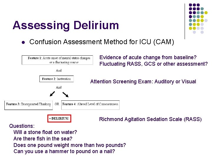 Assessing Delirium l Confusion Assessment Method for ICU (CAM) Evidence of acute change from Assessing Delirium l Confusion Assessment Method for ICU (CAM) Evidence of acute change from