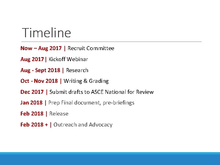 Timeline Now – Aug 2017 | Recruit Committee Aug 2017| Kickoff Webinar Aug - Timeline Now – Aug 2017 | Recruit Committee Aug 2017| Kickoff Webinar Aug -