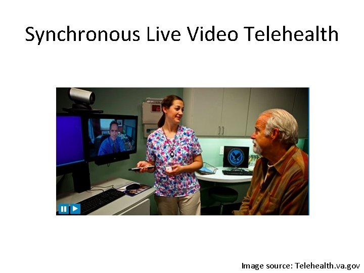 Synchronous Live Video Telehealth Image source: Telehealth. va. gov 