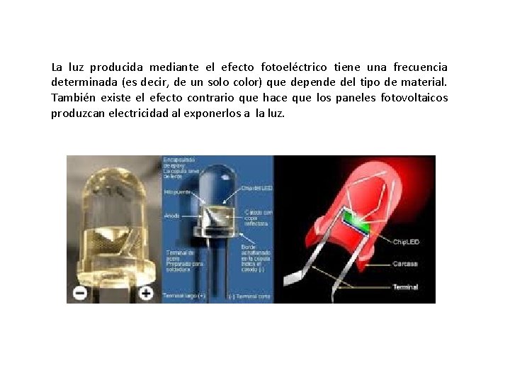 La luz producida mediante el efecto fotoeléctrico tiene una frecuencia determinada (es decir, de