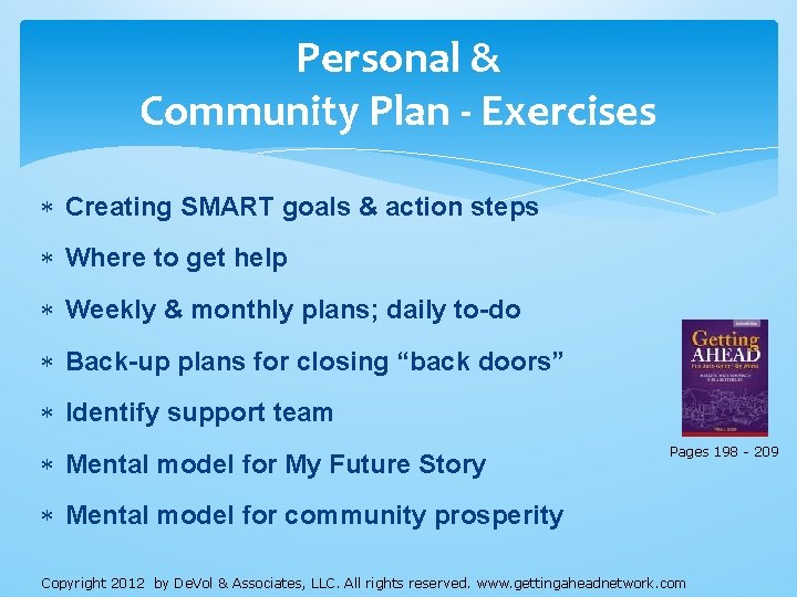 Personal & Community Plan - Exercises Creating SMART goals & action steps Where to Personal & Community Plan - Exercises Creating SMART goals & action steps Where to