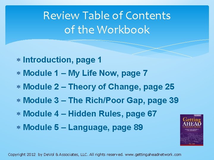 Review Table of Contents of the Workbook Introduction, page 1 Module 1 – My Review Table of Contents of the Workbook Introduction, page 1 Module 1 – My