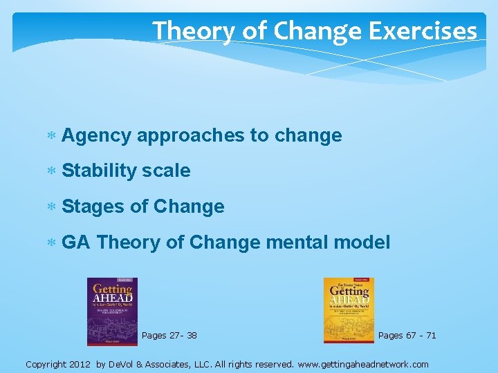 Theory of Change Exercises Agency approaches to change Stability scale Stages of Change GA Theory of Change Exercises Agency approaches to change Stability scale Stages of Change GA