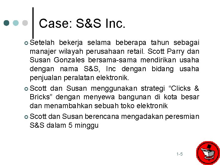 Case: S&S Inc. ¢ Setelah bekerja selama beberapa tahun sebagai manajer wilayah perusahaan retail.