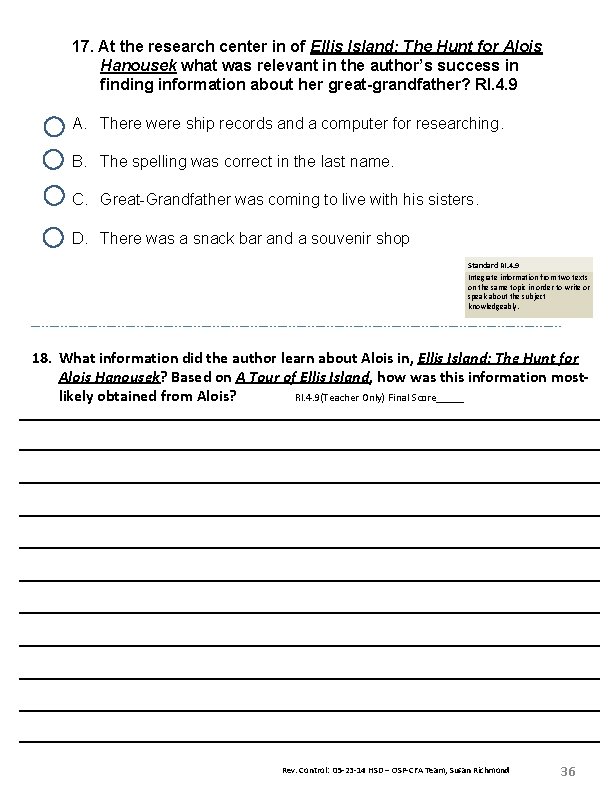 17. At the research center in of Ellis Island: The Hunt for Alois Hanousek